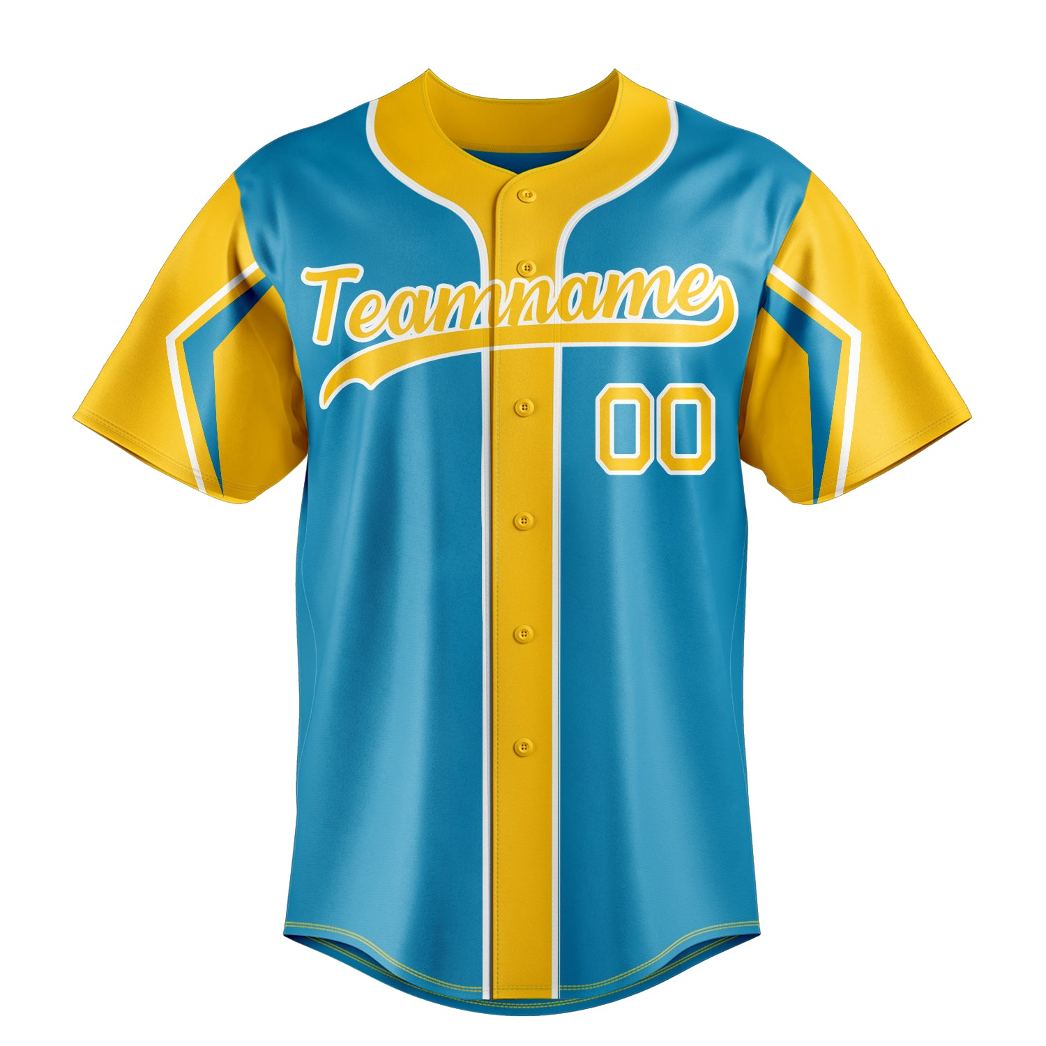Personalized Panther Blue & Yellow 3 Colors Arm Shapes Fan Baseball Jersey