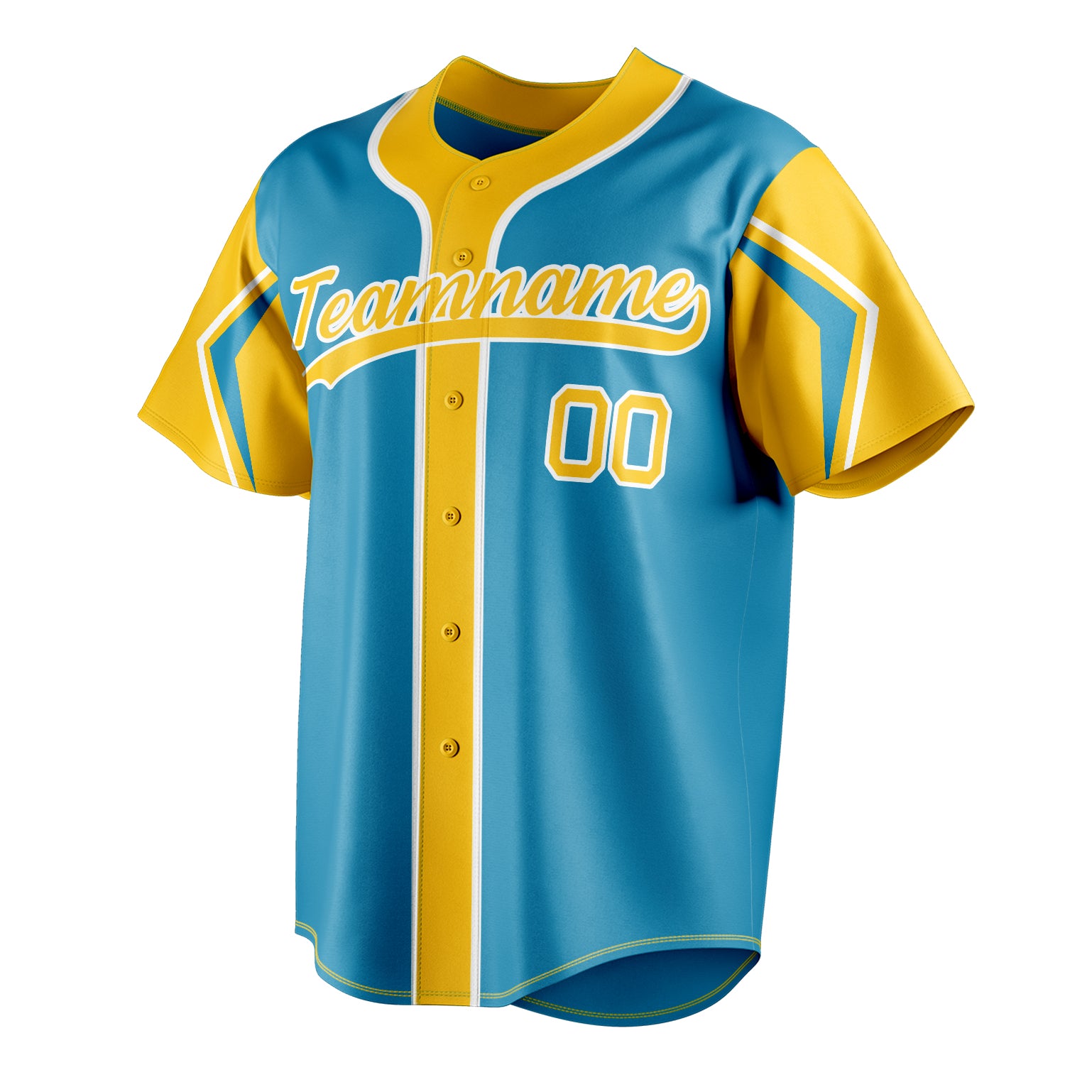 Personalized Panther Blue & Yellow 3 Colors Arm Shapes Fan Baseball Jersey