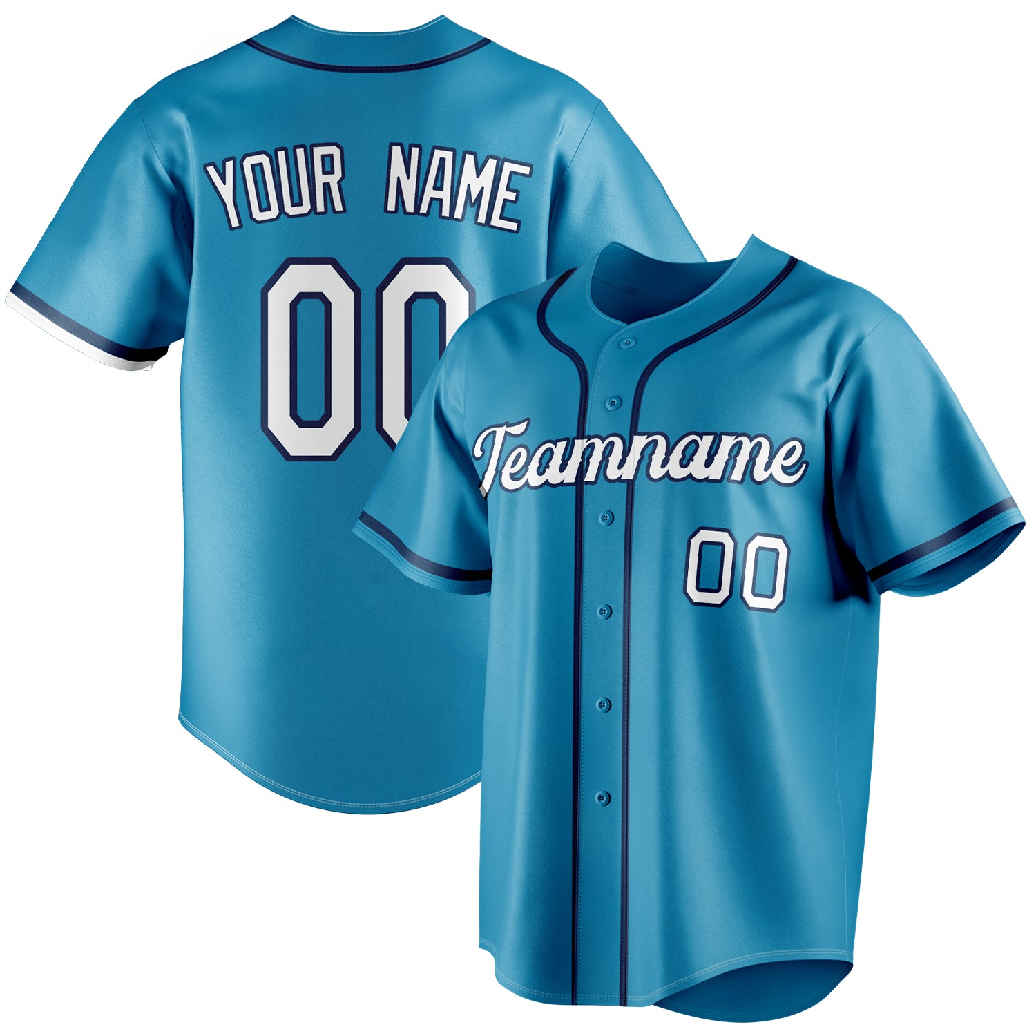 Personalized Panther Blue & White Color Fan Baseball Jersey BB01240530WX373