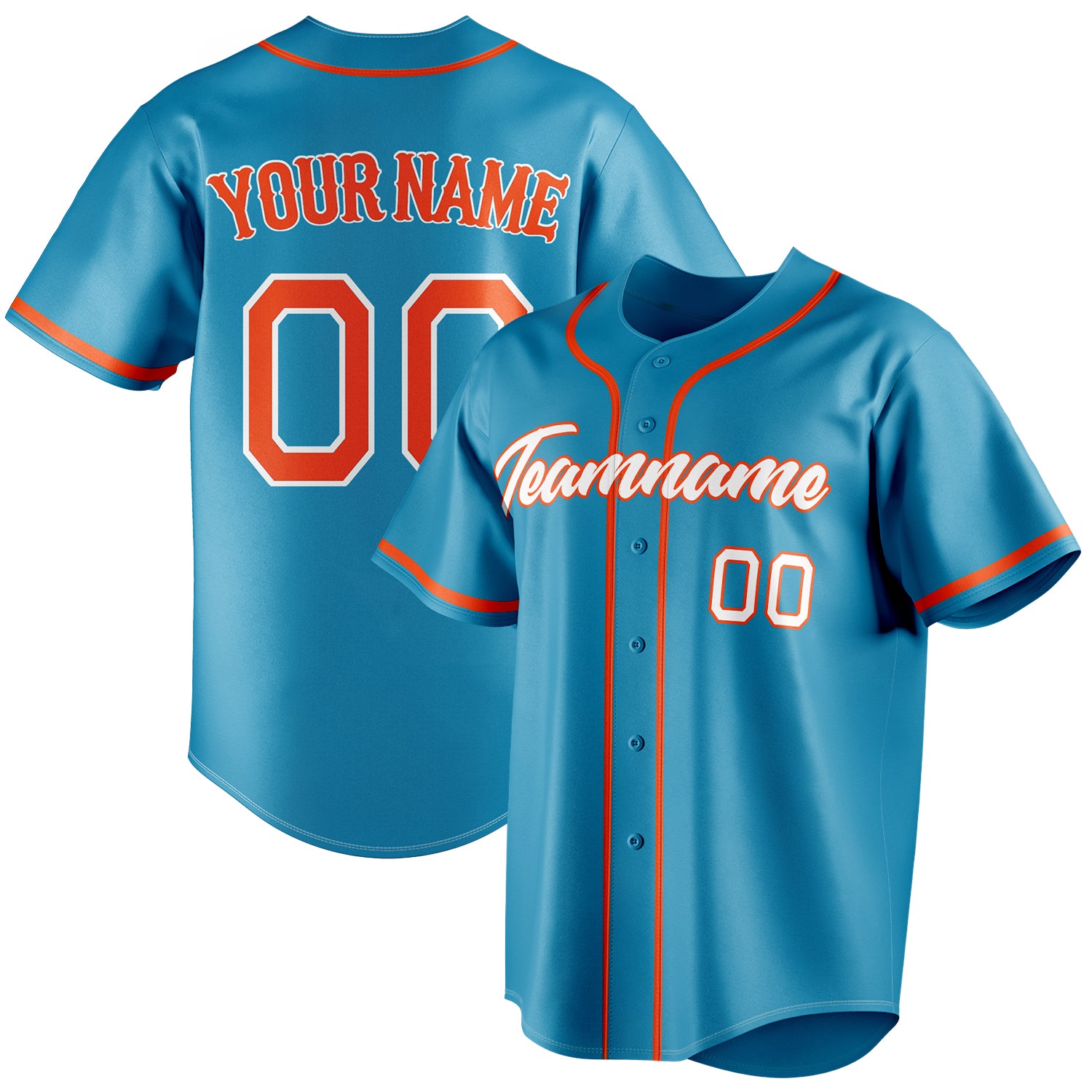 Personalized Panther Blue & Orange Color Fan Baseball Jersey BB01240530WX379