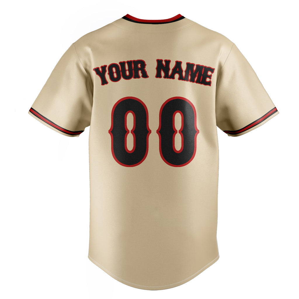Personalized Sand & Black Color Fan Baseball Jersey