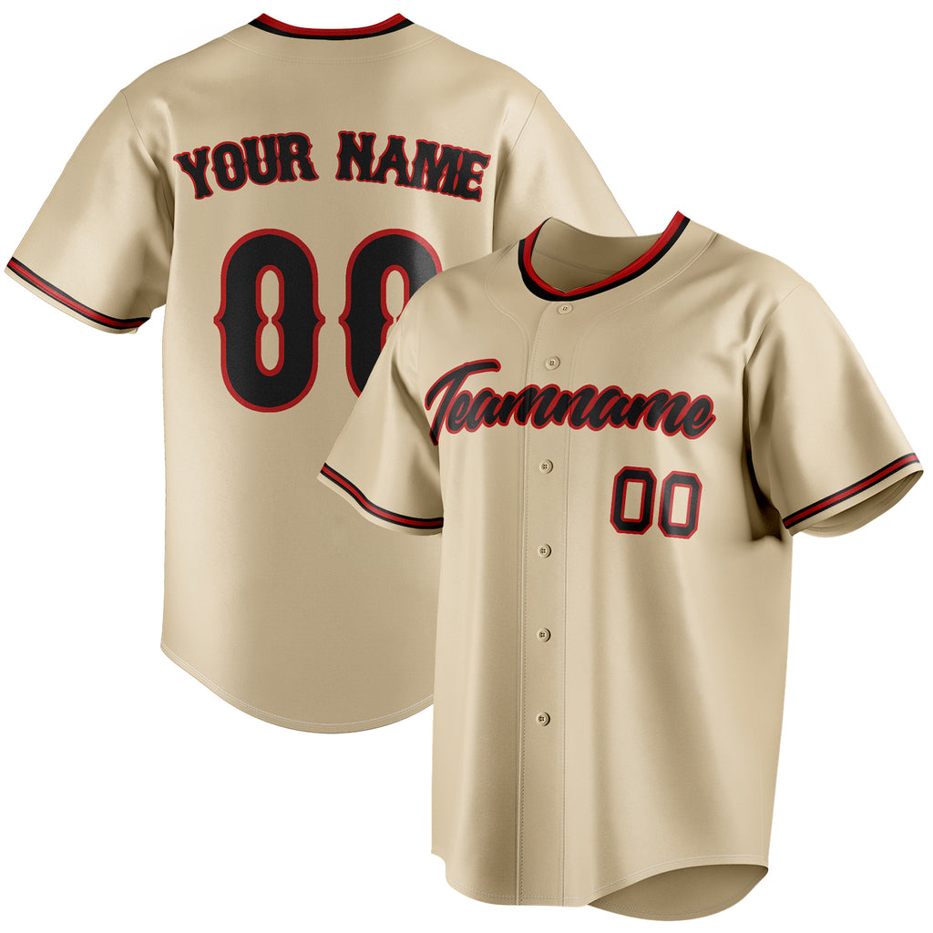 Personalized Sand & Black Color Fan Baseball Jersey BB01240530WX380