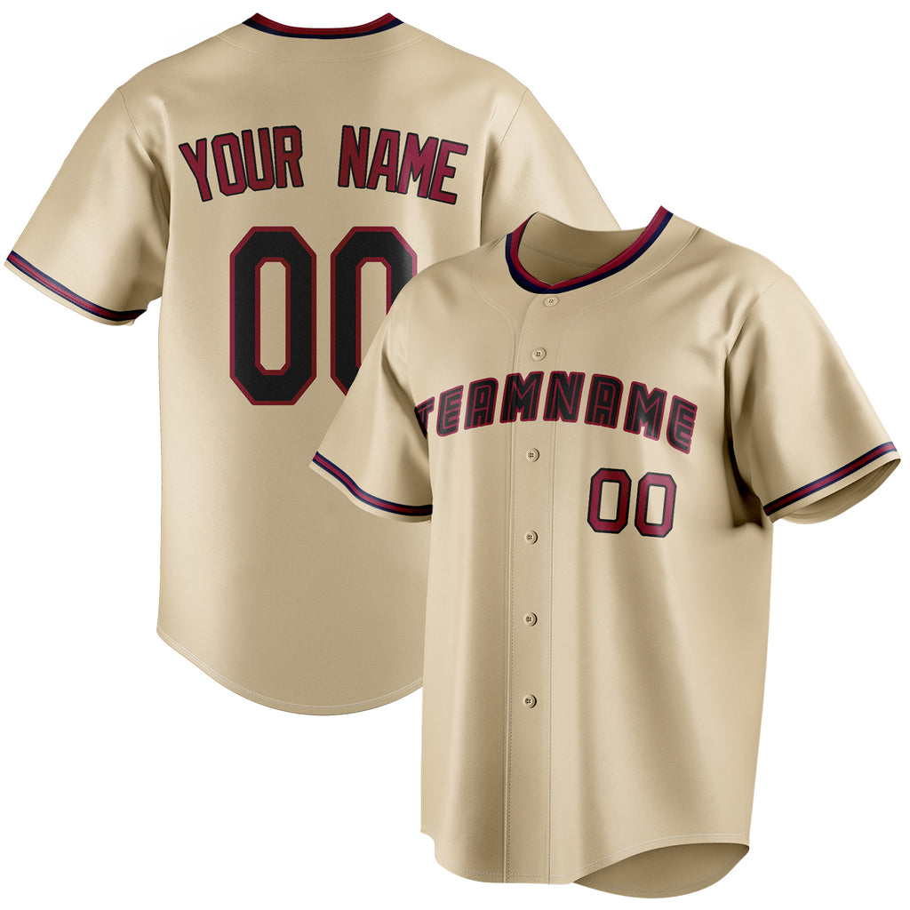 Personalized Sand & Black Color Fan Baseball Jersey BB01240530WX382