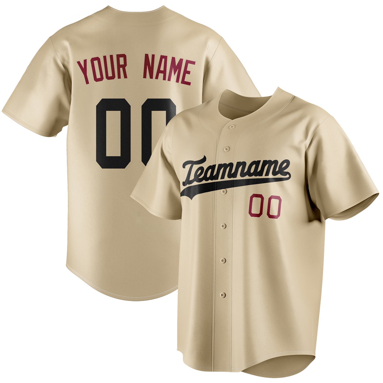 Personalized Sand & Black Color Fan Baseball Jersey BB01240530WX383
