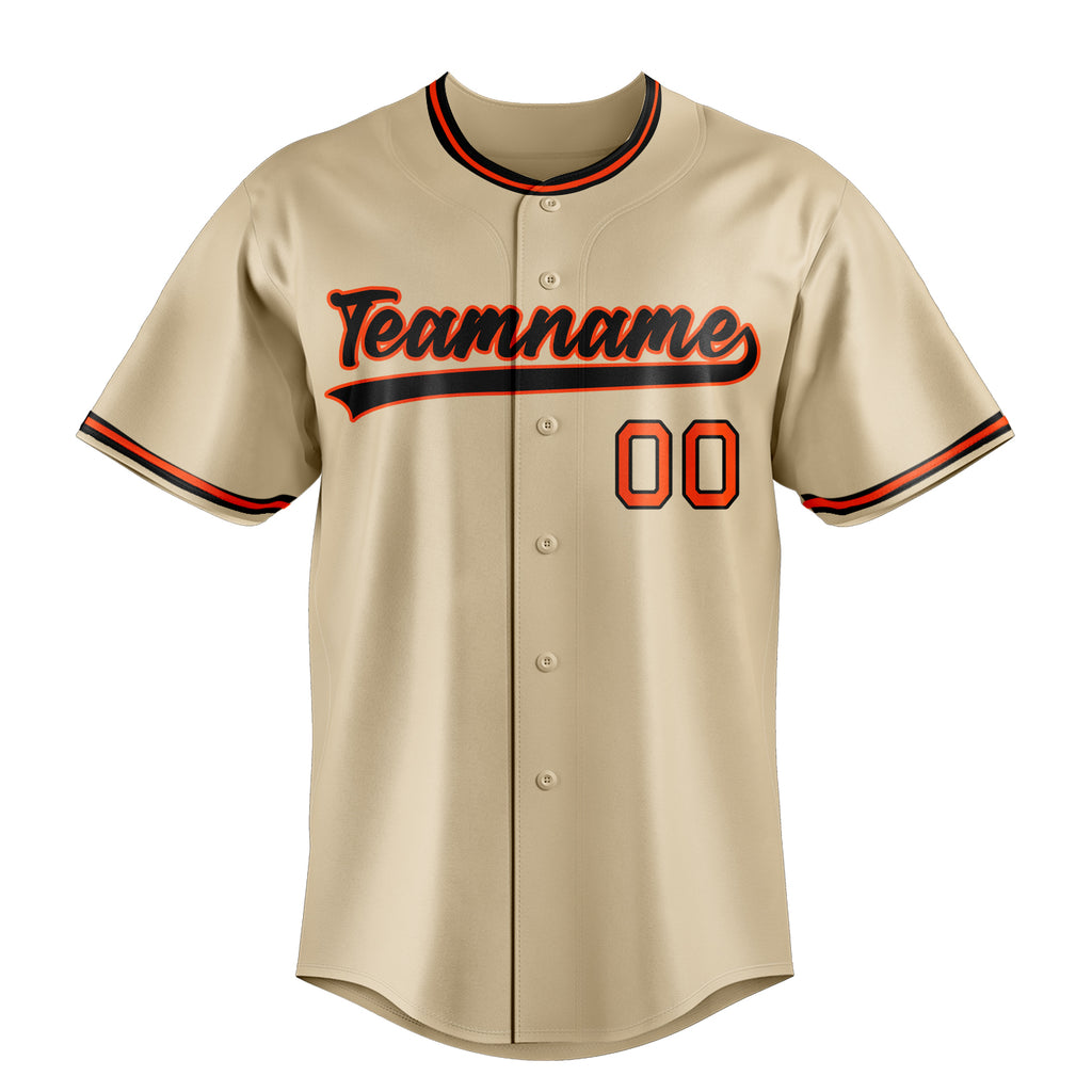 Personalized Sand & Black Color Fan Baseball Jersey