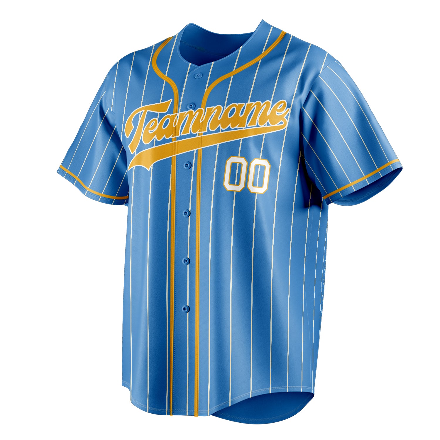 Personalized Powder Blue & Yellow Cream Pinstripe Fan Baseball Jersey