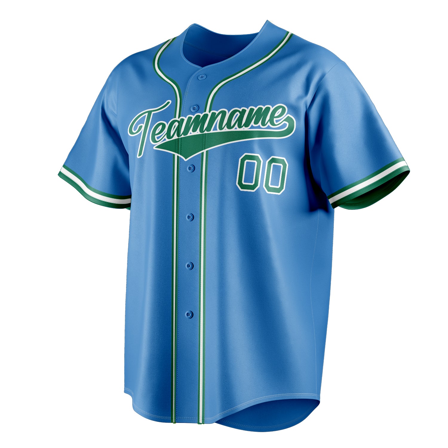 Personalized Powder Blue & Green Color Fan Baseball Jersey