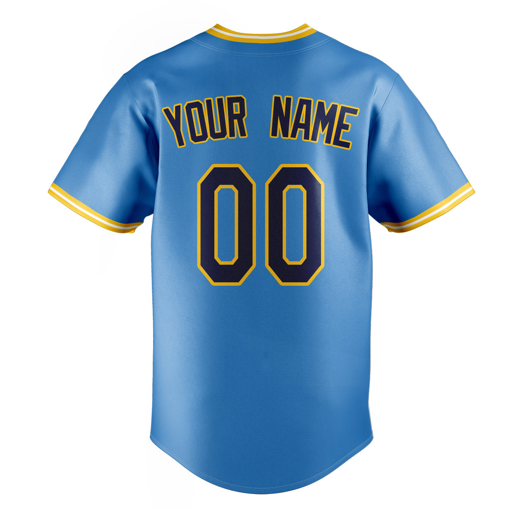 Personalized Powder Blue & Black Color Fan Baseball Jersey