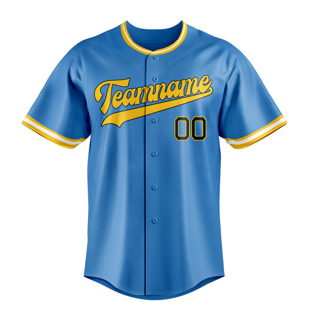 Personalized Powder Blue & Black Color Fan Baseball Jersey