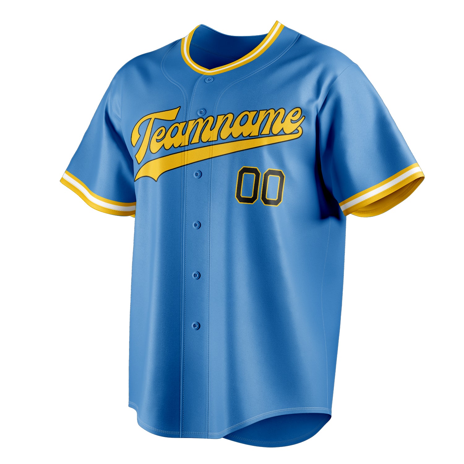 Personalized Powder Blue & Black Color Fan Baseball Jersey