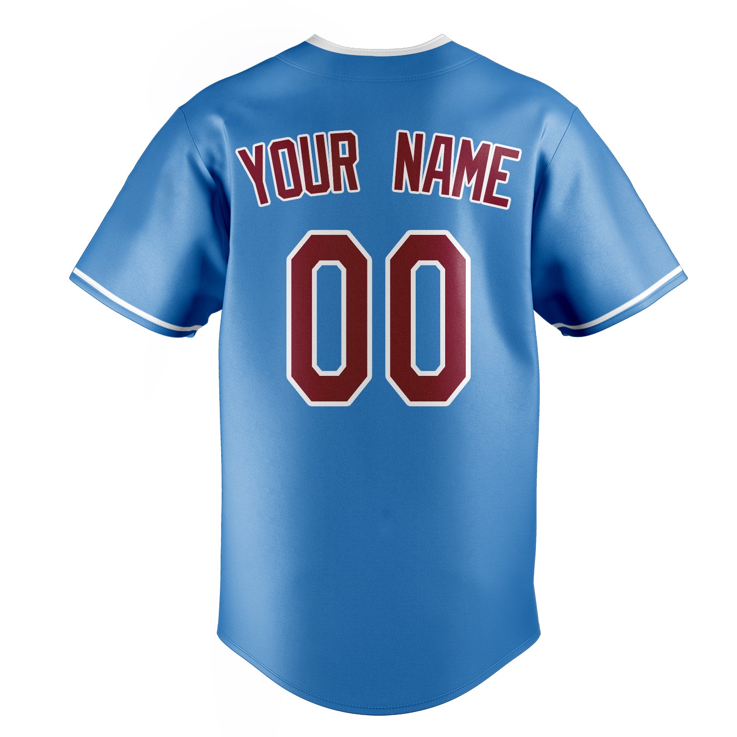 Personalized Powder Blue & Crimson Color Fan Baseball Jersey
