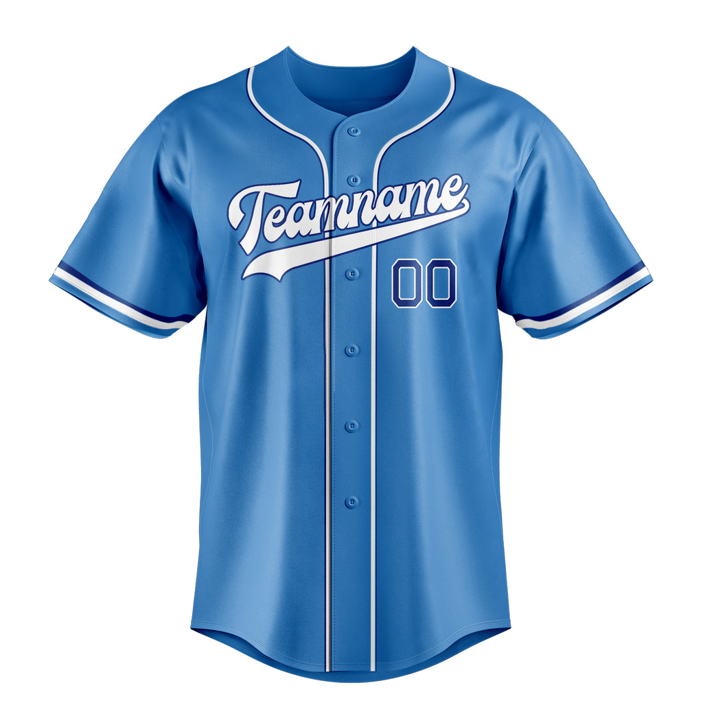 Personalized Powder Blue & White Color Fan Baseball Jersey