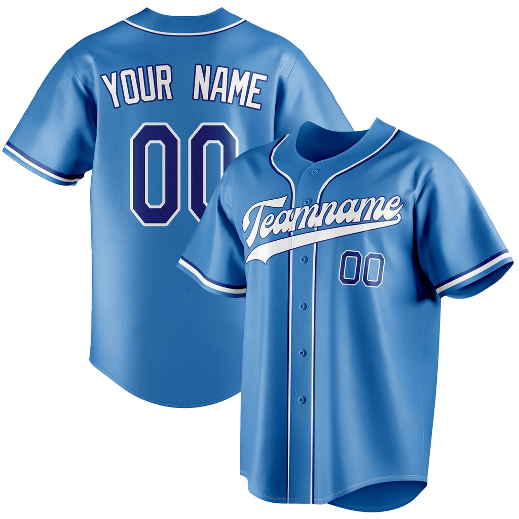 Personalized Powder Blue & White Color Fan Baseball Jersey BB01240530WY265