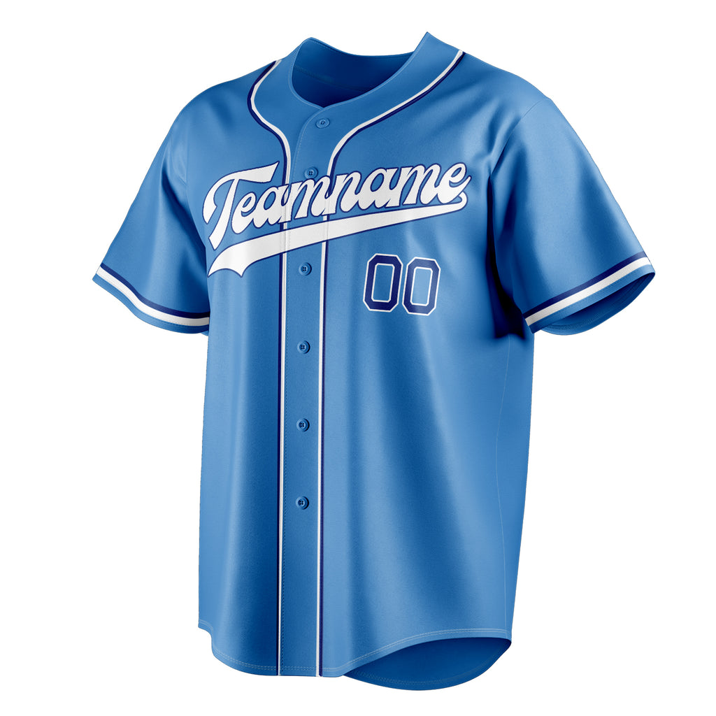 Personalized Powder Blue & White Color Fan Baseball Jersey