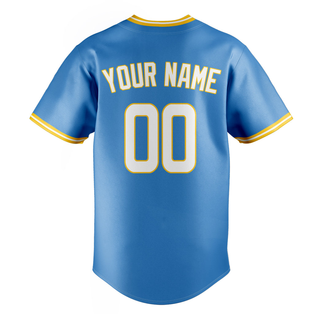 Personalized Powder Blue & White Color Fan Baseball Jersey