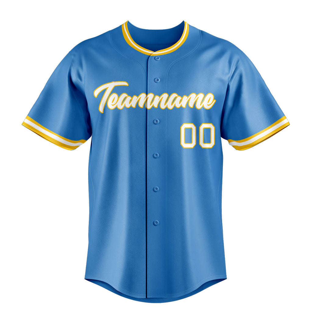 Personalized Powder Blue & White Color Fan Baseball Jersey