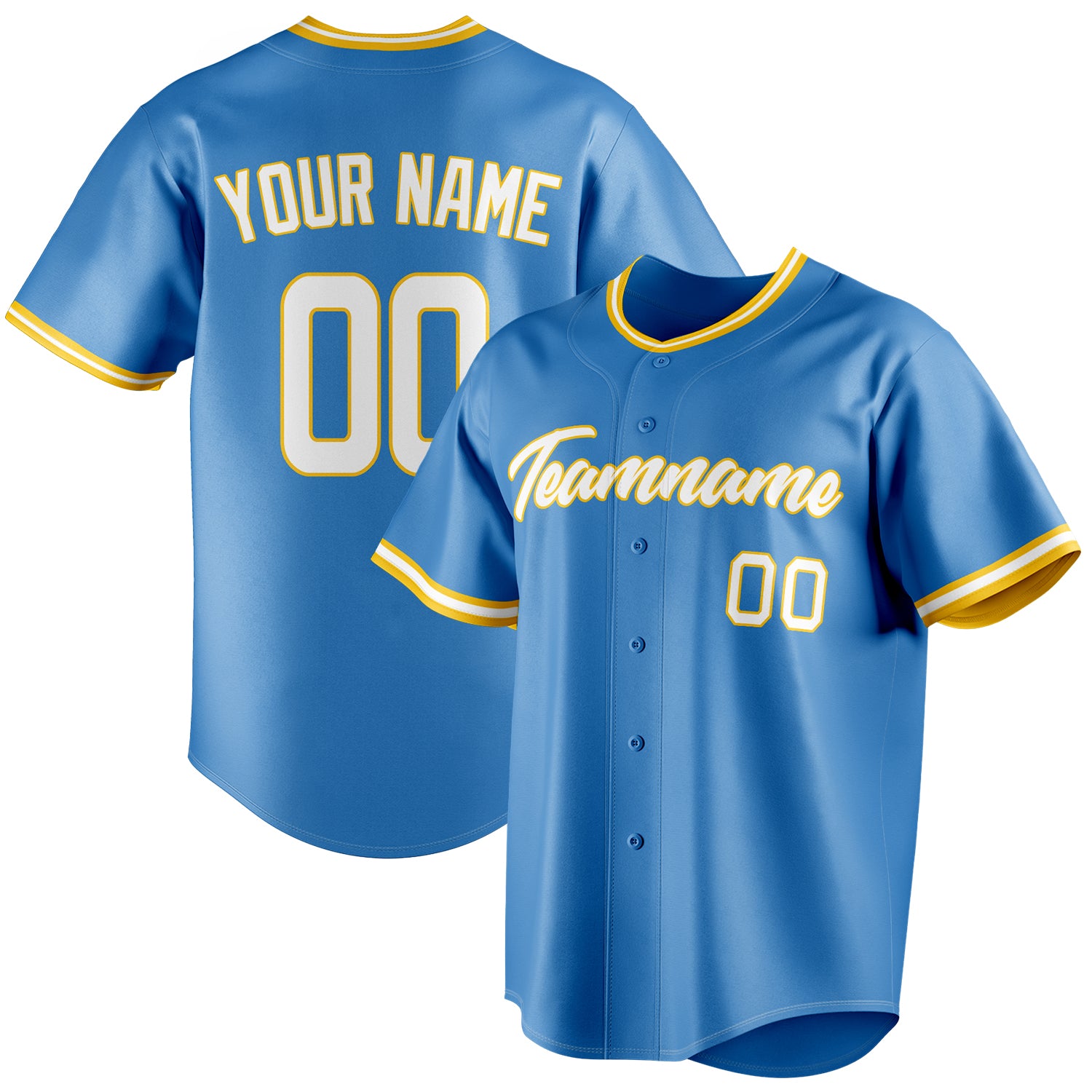 Personalized Powder Blue & White Color Fan Baseball Jersey BB01240530WY266