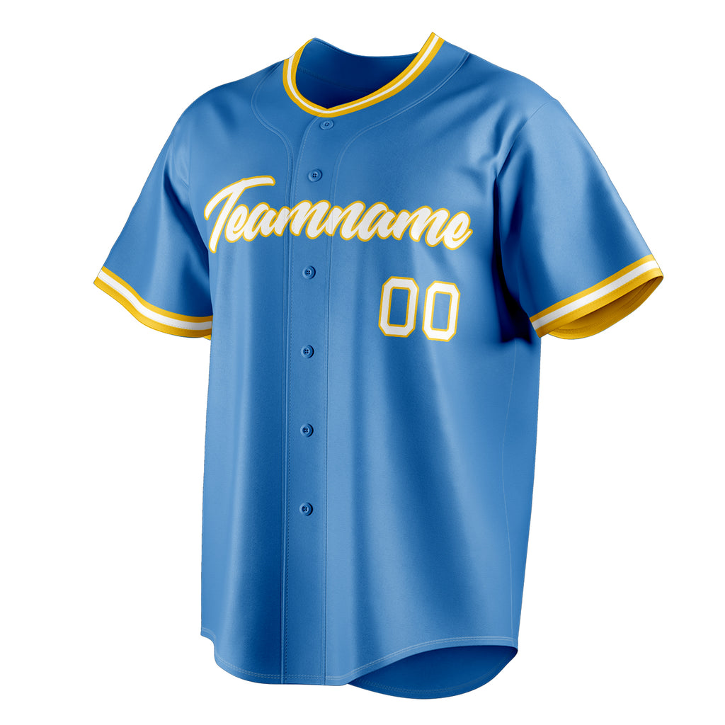 Personalized Powder Blue & White Color Fan Baseball Jersey