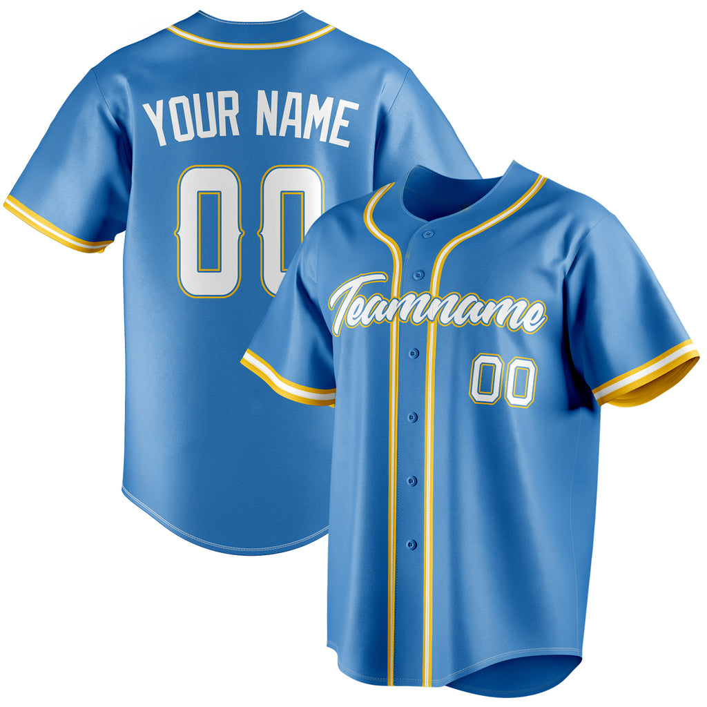 Personalized Powder Blue & White Color Fan Baseball Jersey BB01240530WY267
