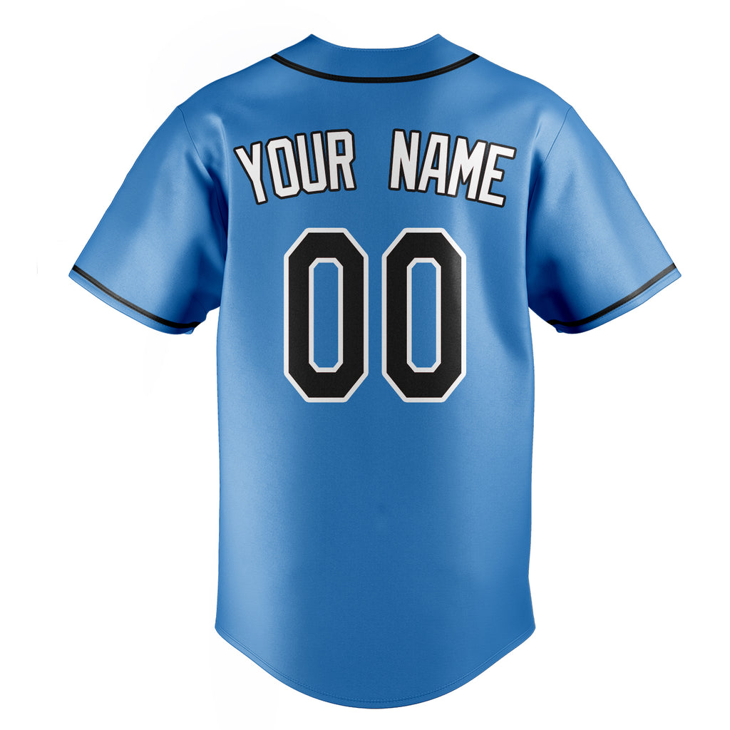 Personalized Powder Blue & Black Color Fan Baseball Jersey
