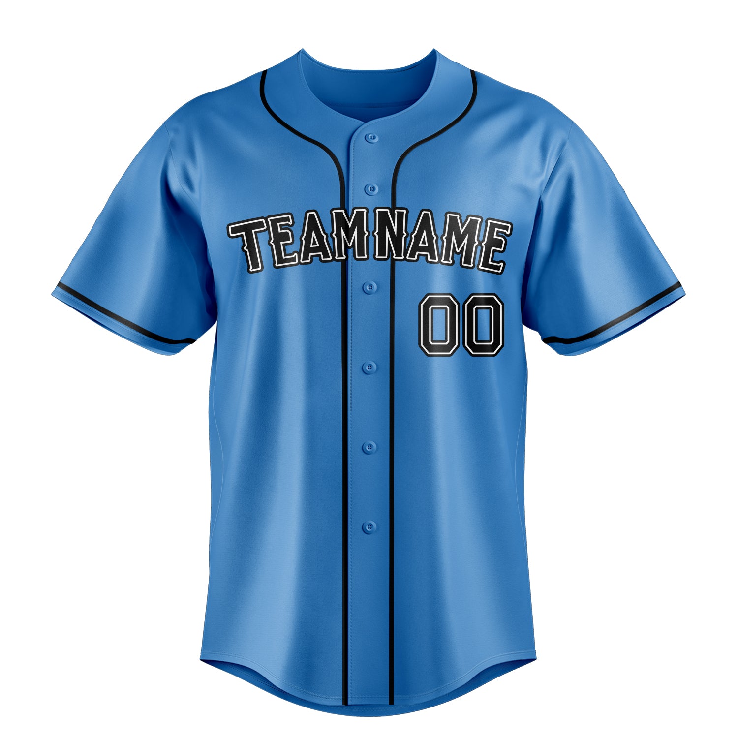 Personalized Powder Blue & Black Color Fan Baseball Jersey