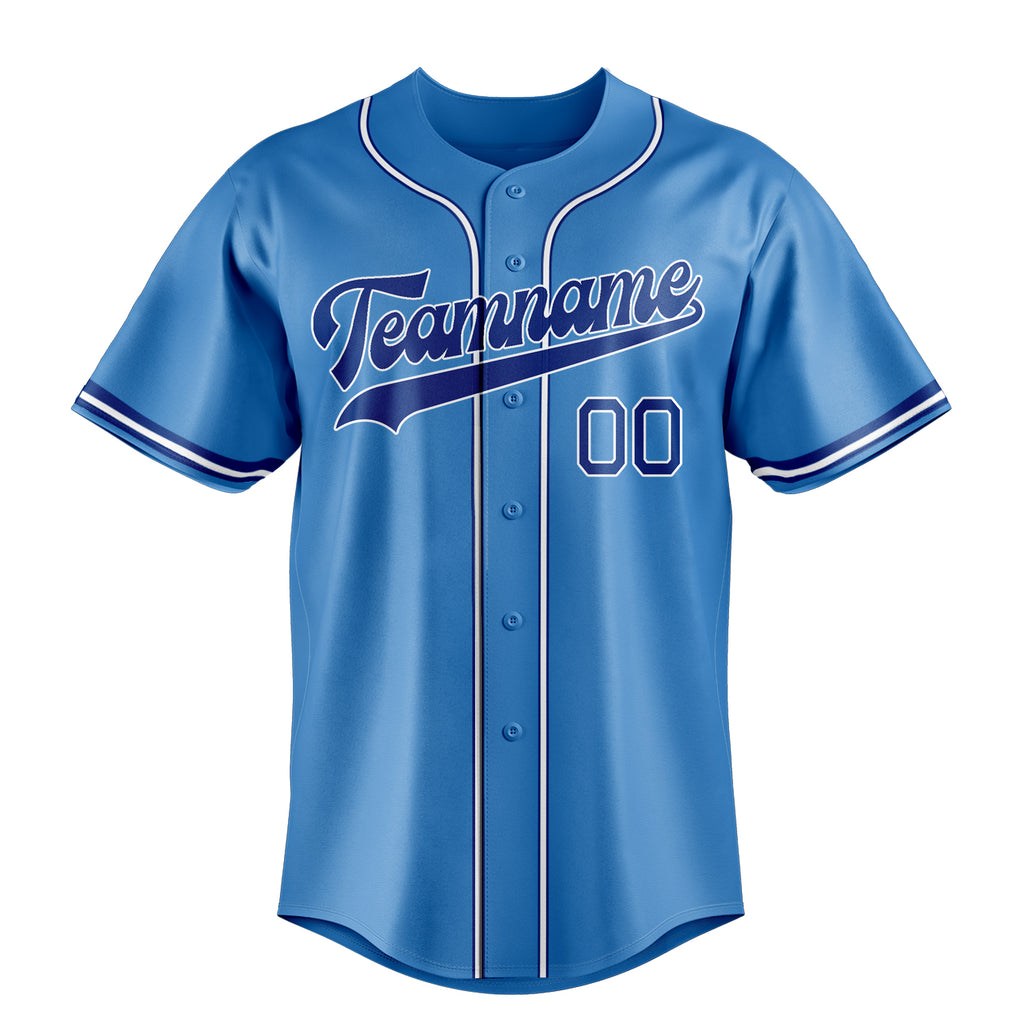 Personalized Powder Blue & Navy Color Fan Baseball Jersey