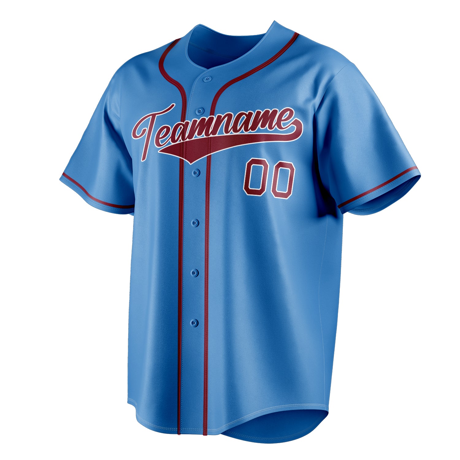 Personalized Powder Blue & Crimson Color Fan Baseball Jersey