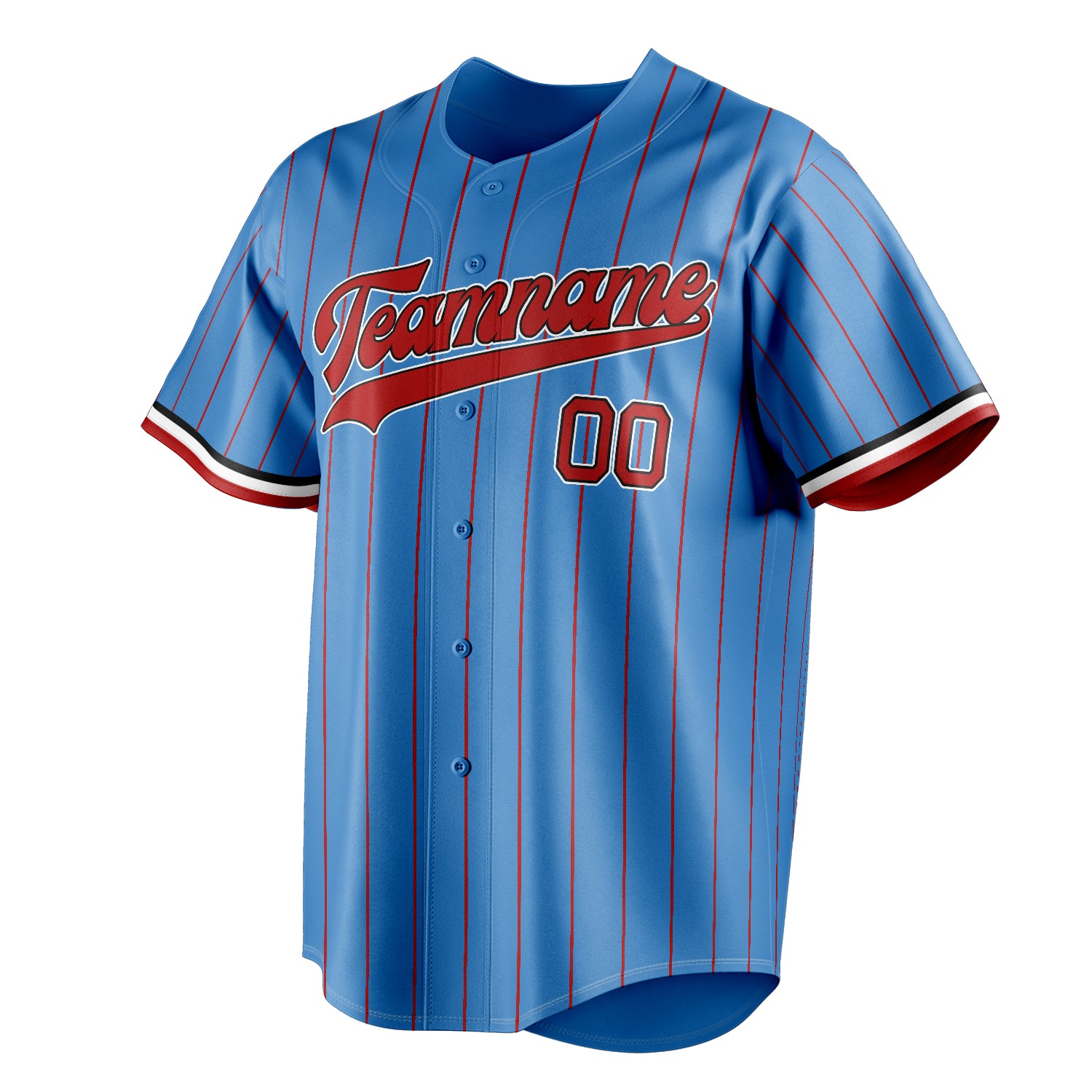 Personalized Powder Blue & Red Red Pinstripe Fan Baseball Jersey