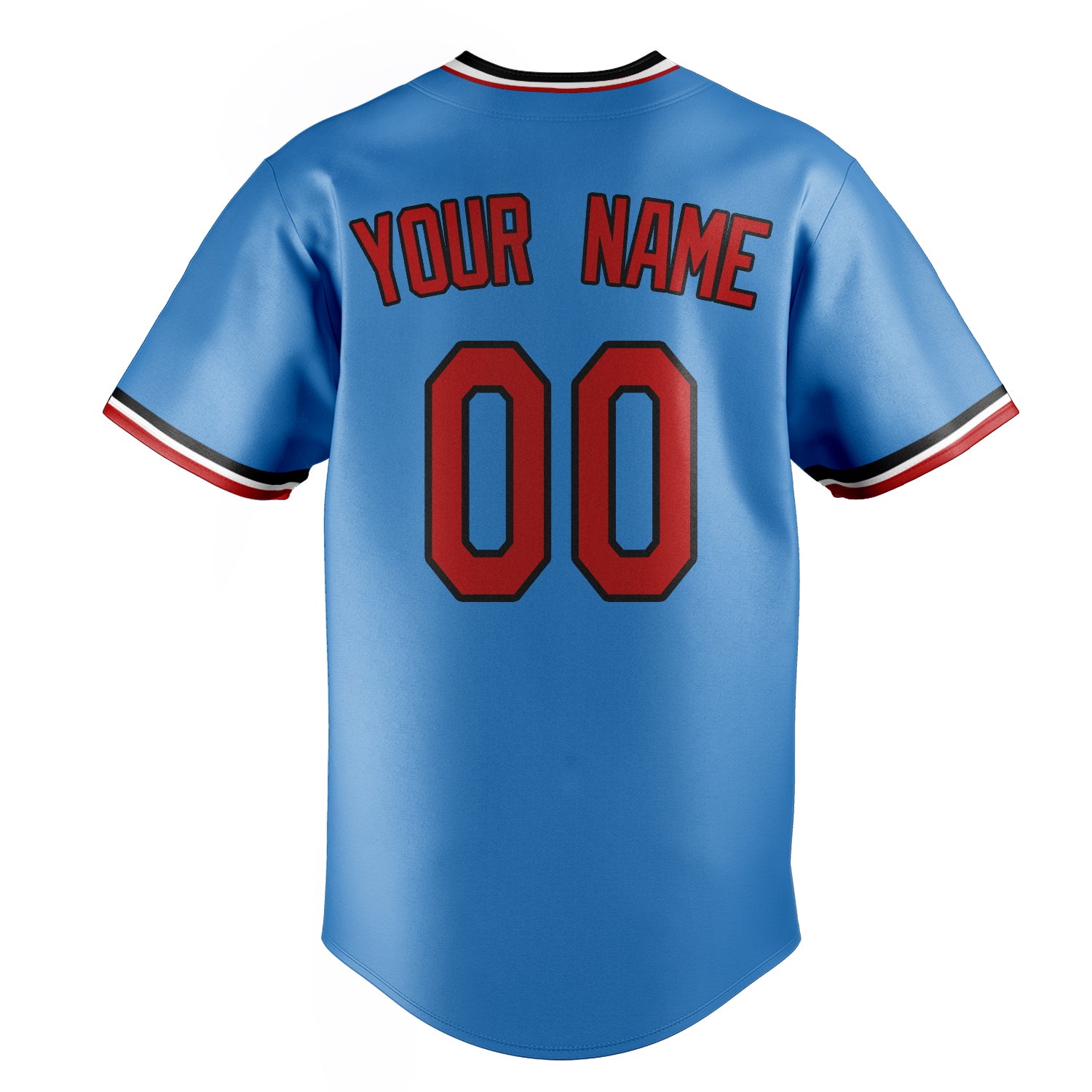 Personalized Powder Blue & Crimson Color Fan Baseball Jersey