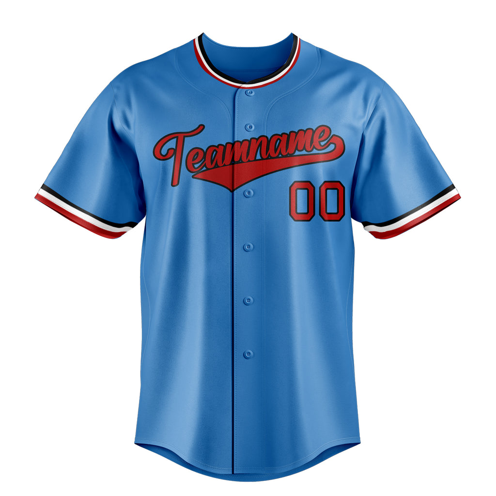 Personalized Powder Blue & Crimson Color Fan Baseball Jersey