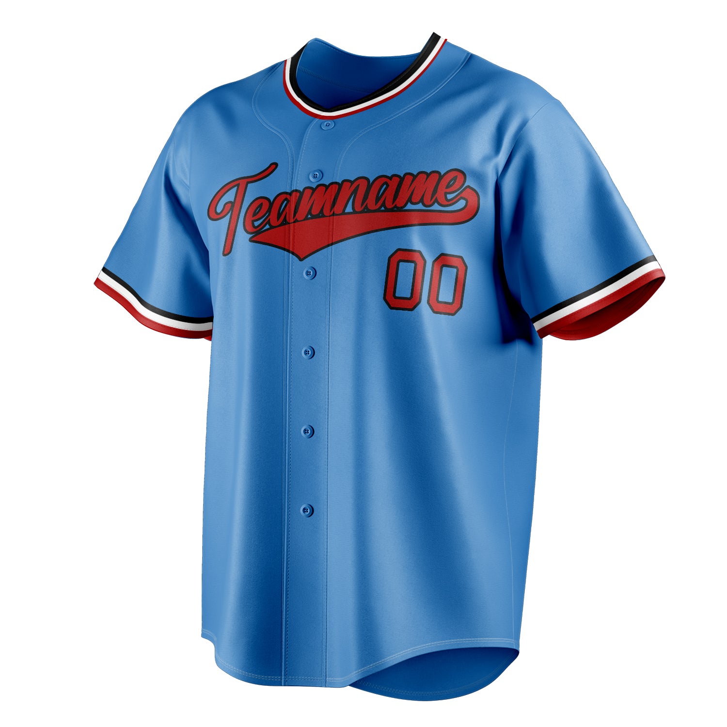 Personalized Powder Blue & Crimson Color Fan Baseball Jersey