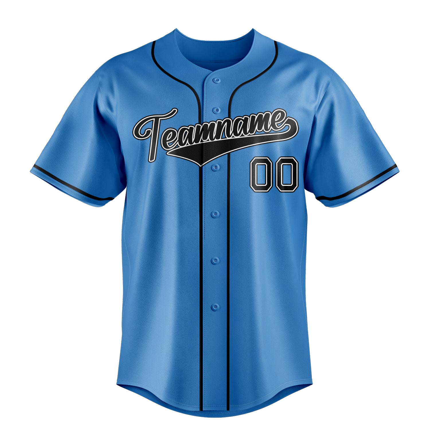 Personalized Powder Blue & Black Color Fan Baseball Jersey
