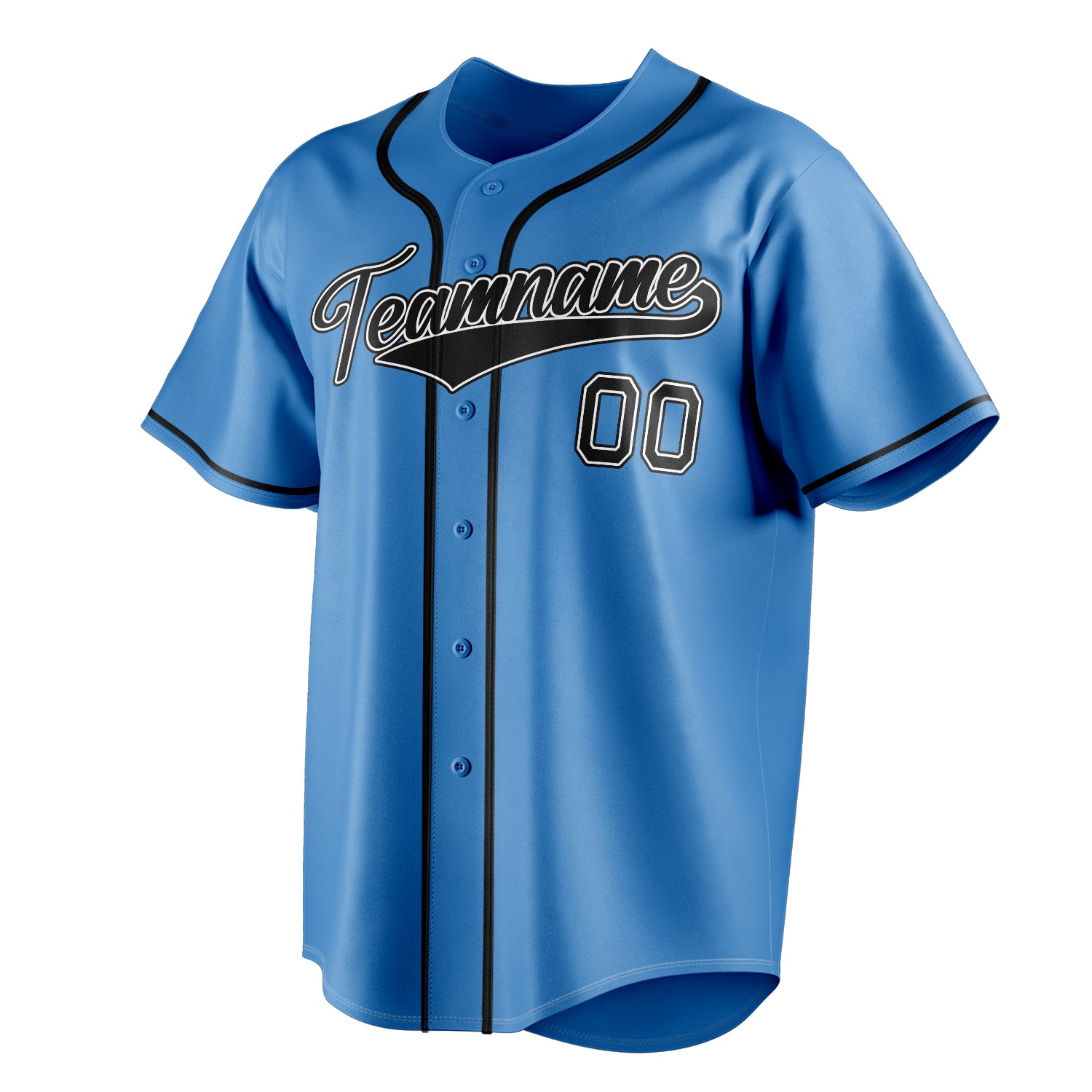 Personalized Powder Blue & Black Color Fan Baseball Jersey