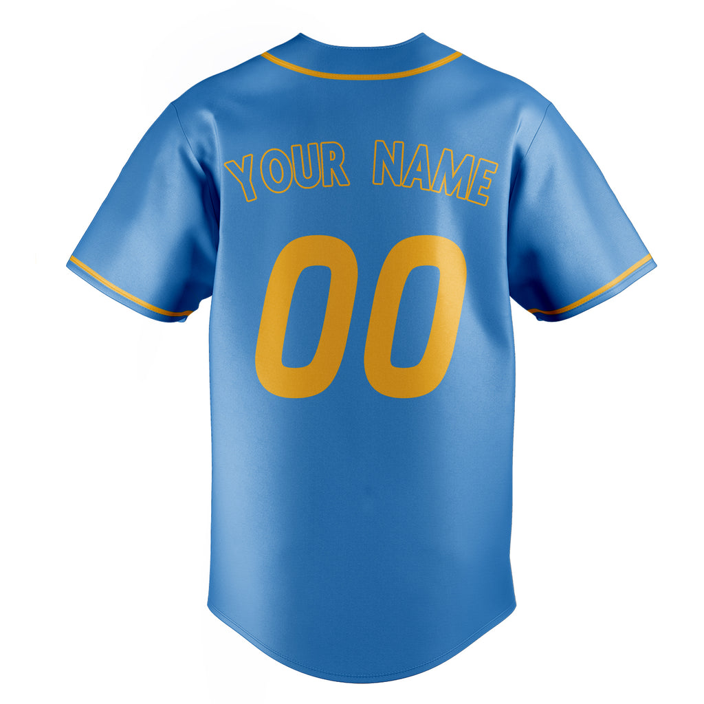 Personalized Powder Blue & Gold Color Fan Baseball Jersey