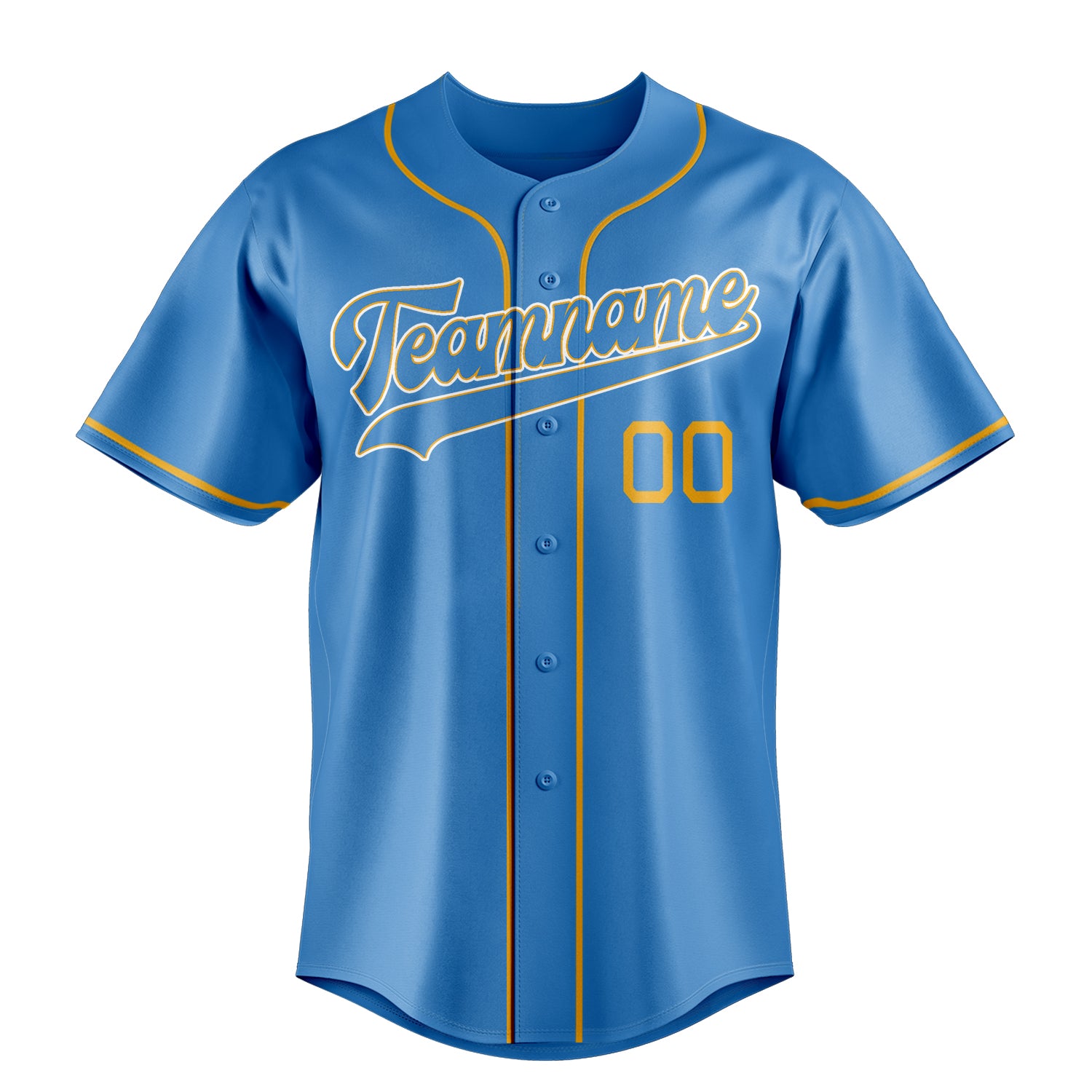Personalized Powder Blue & Gold Color Fan Baseball Jersey