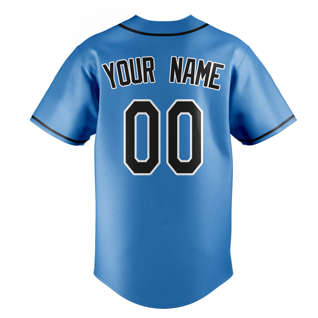 Personalized Powder Blue & Black Color Fan Baseball Jersey