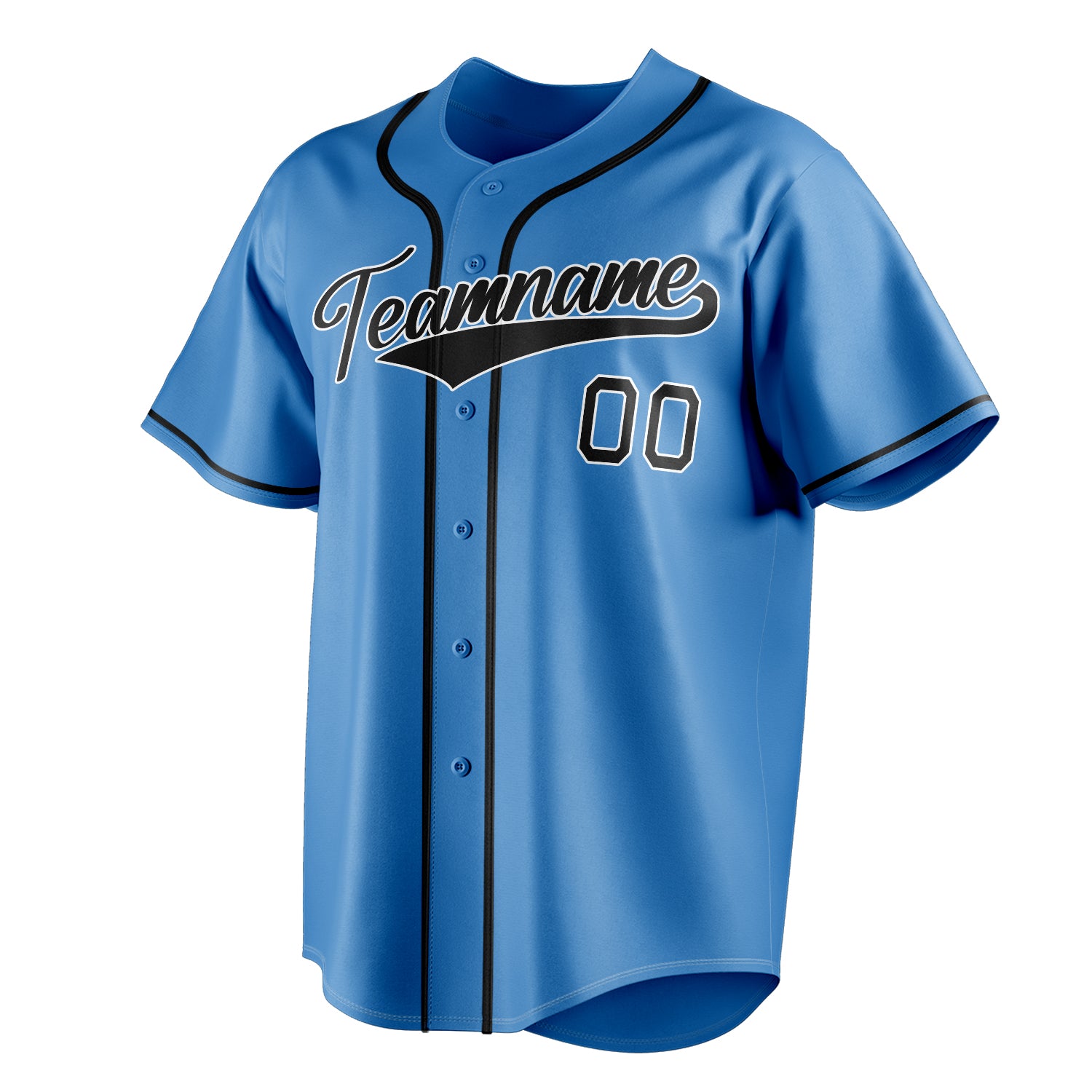 Personalized Powder Blue & Black Color Fan Baseball Jersey