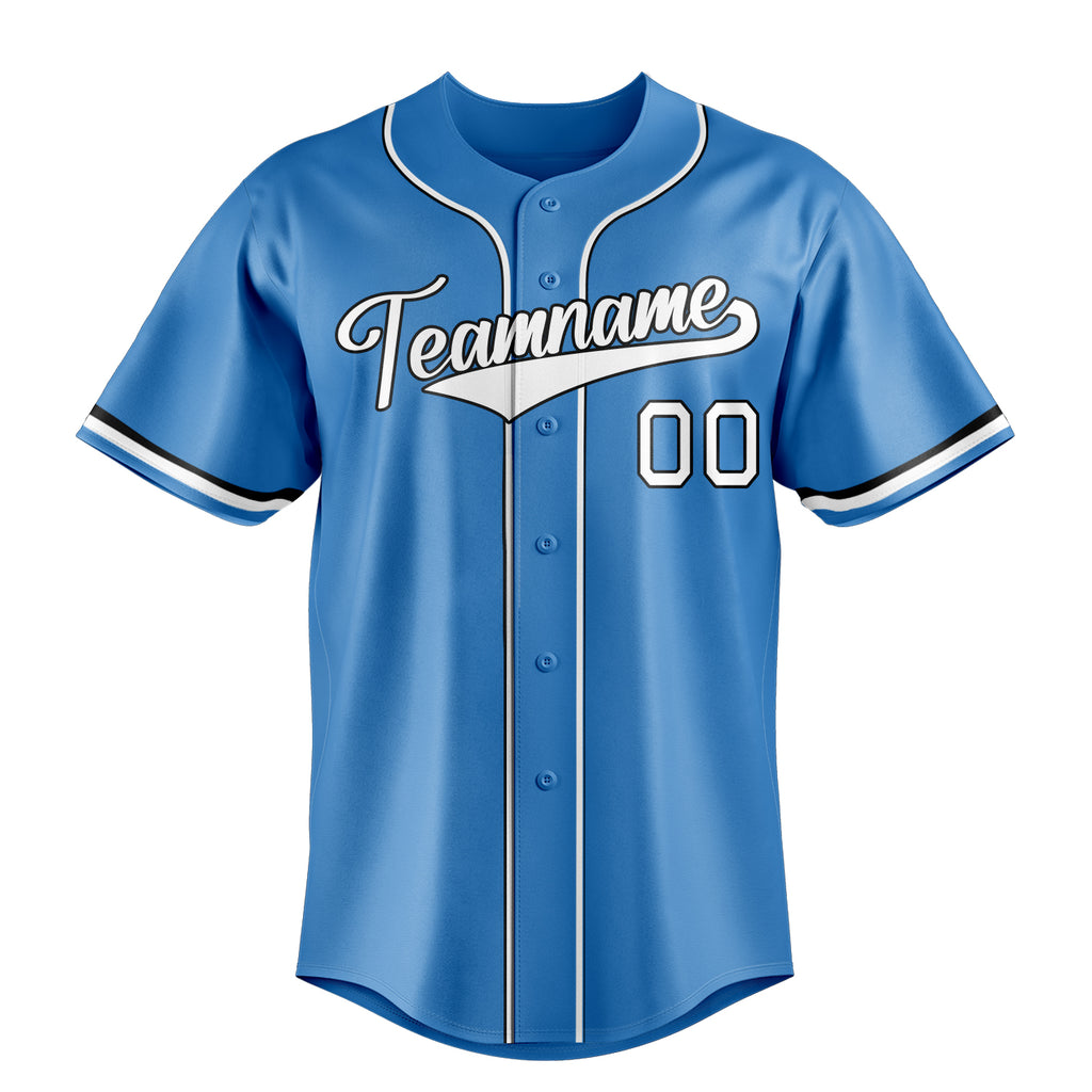 Personalized Powder Blue & White Color Fan Baseball Jersey