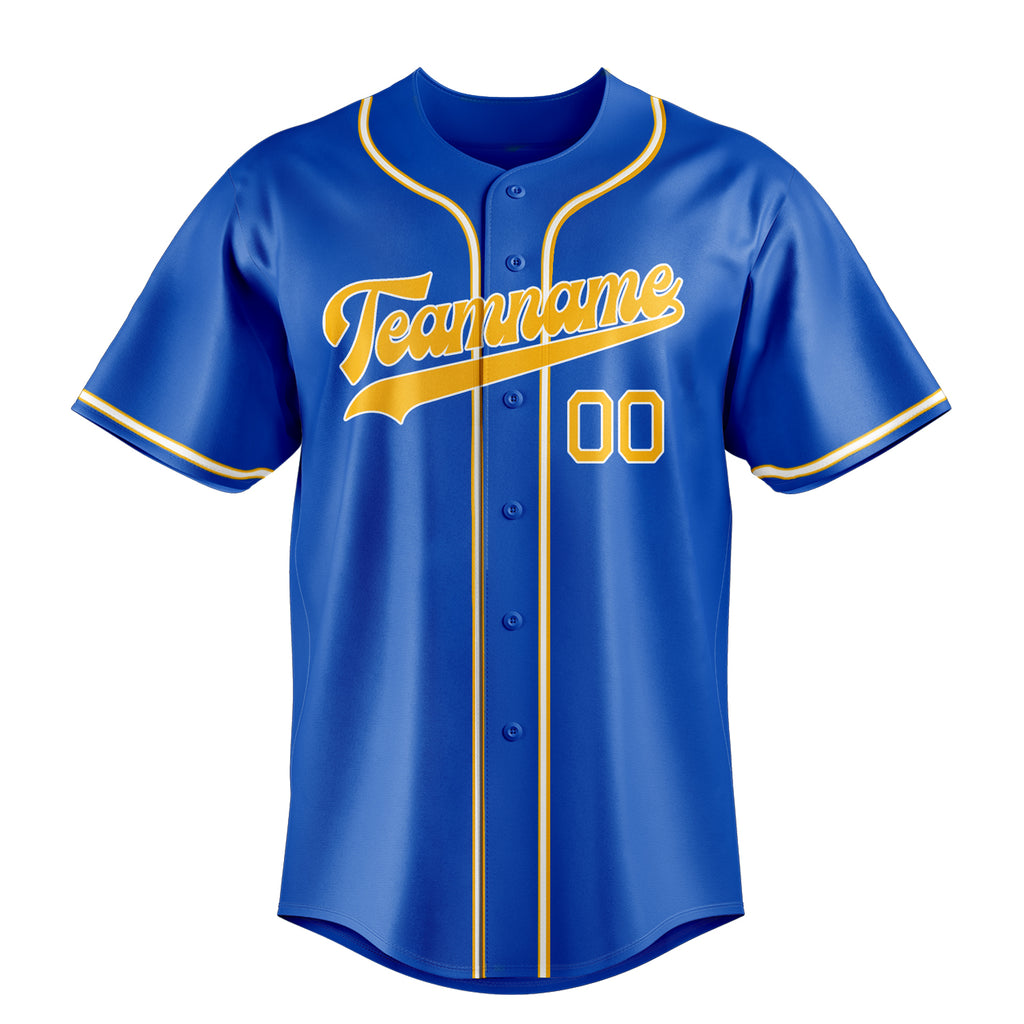 Personalized Thunder Blue & Gold Color Fan Baseball Jersey