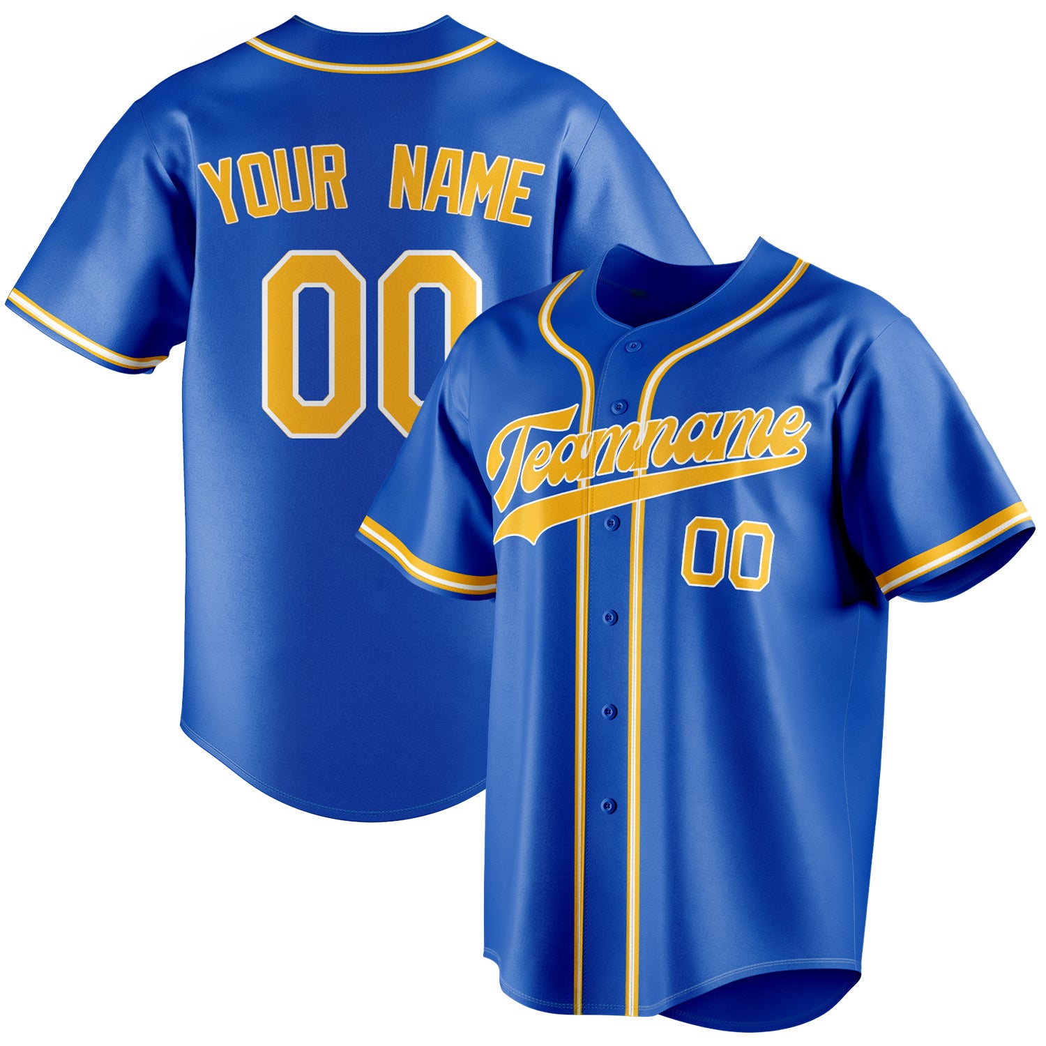 Personalized Thunder Blue & Gold Color Fan Baseball Jersey BB01240530WY340