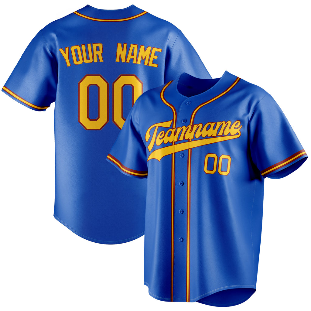 Personalized Thunder Blue & Olg Gold Color Fan Baseball Jersey BB01240530WY343