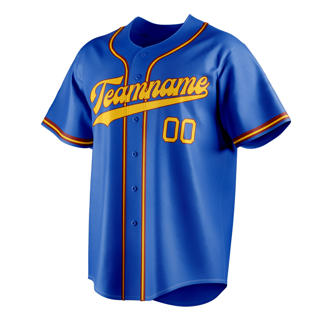 Personalized Thunder Blue & Olg Gold Color Fan Baseball Jersey