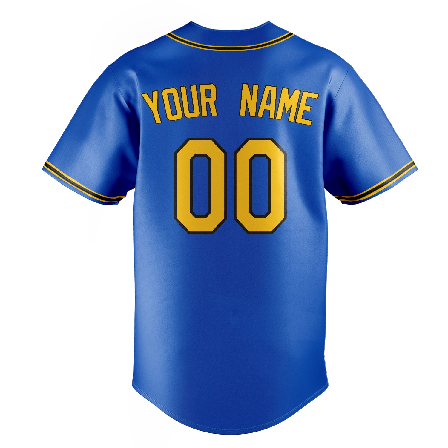 Personalized Thunder Blue & Olg Gold Color Fan Baseball Jersey