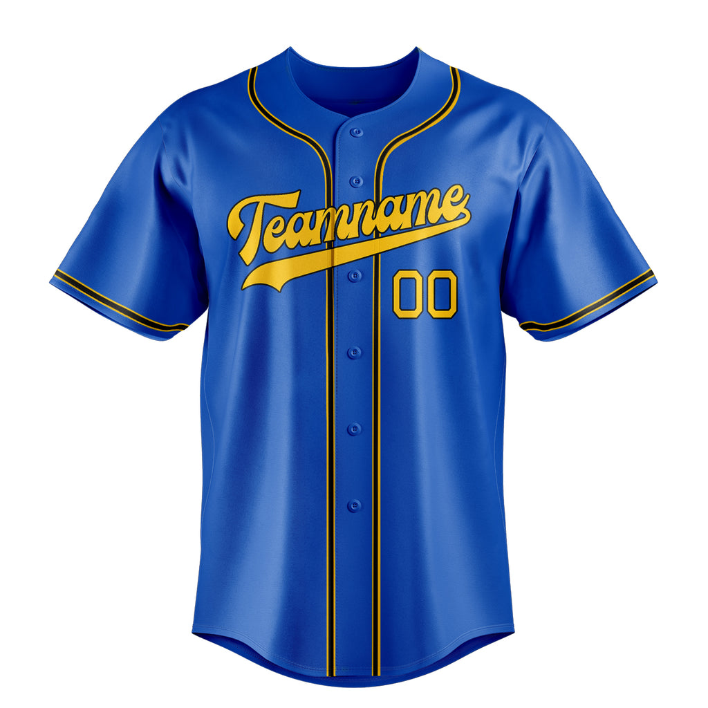 Personalized Thunder Blue & Olg Gold Color Fan Baseball Jersey