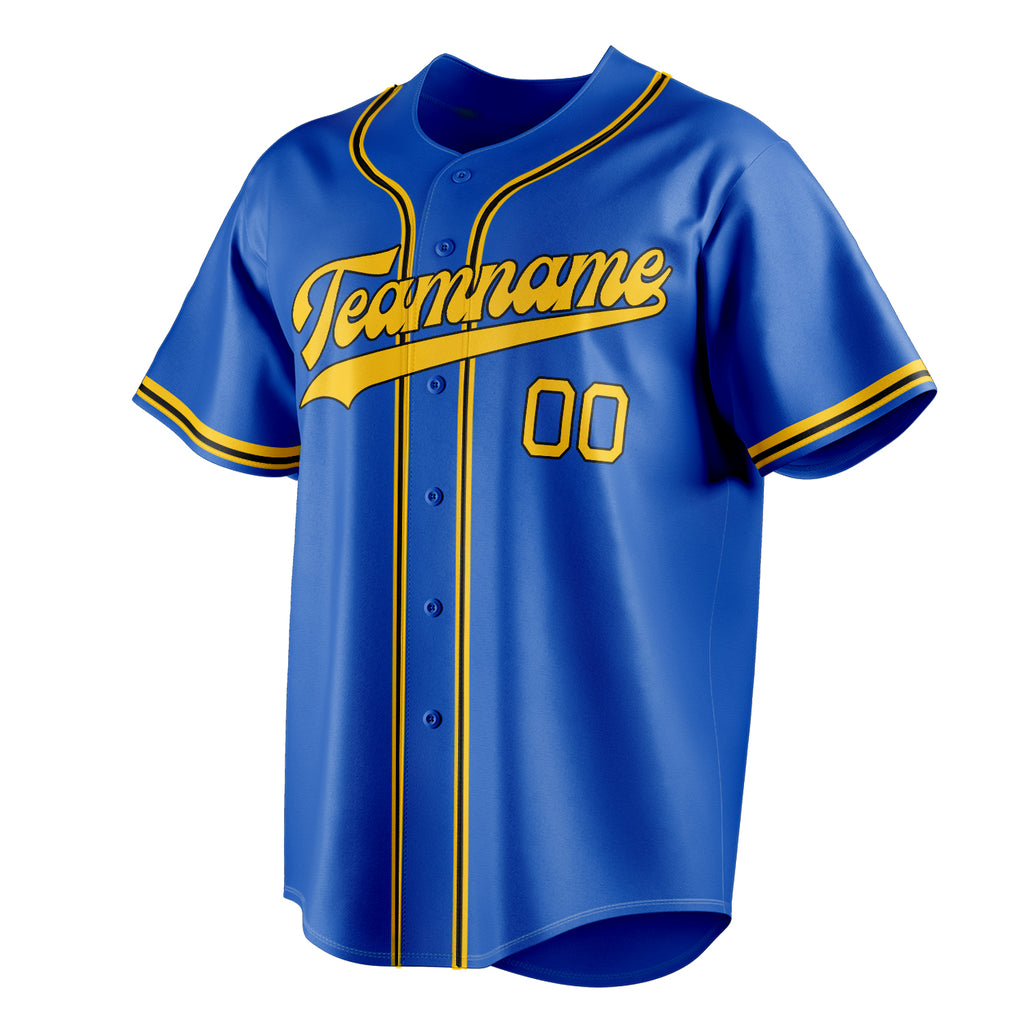 Personalized Thunder Blue & Olg Gold Color Fan Baseball Jersey