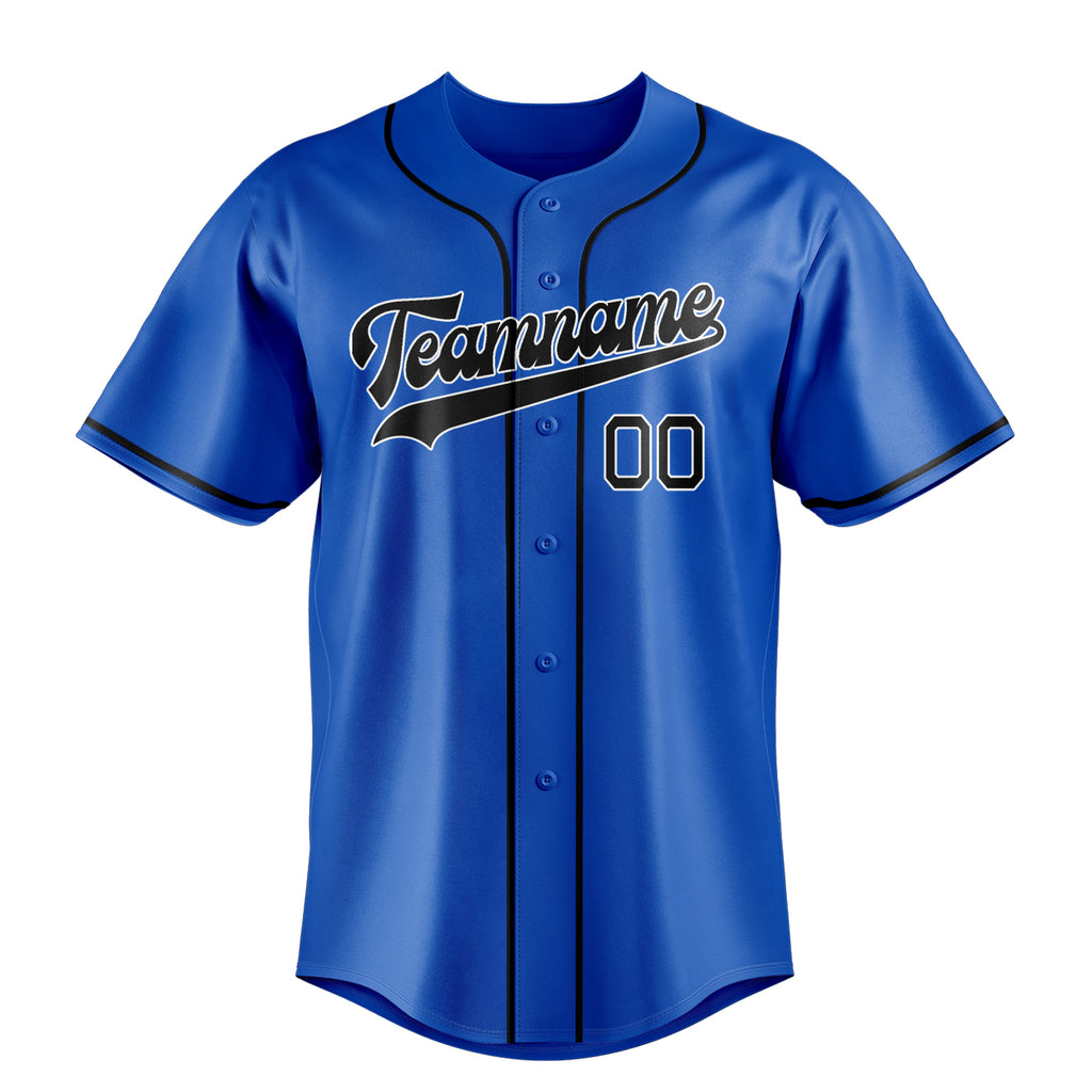 Personalized Thunder Blue & Black Color Fan Baseball Jersey