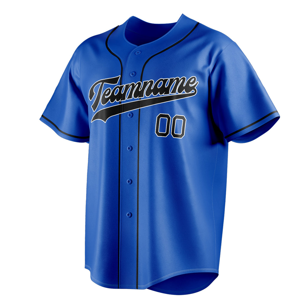 Personalized Thunder Blue & Black Color Fan Baseball Jersey