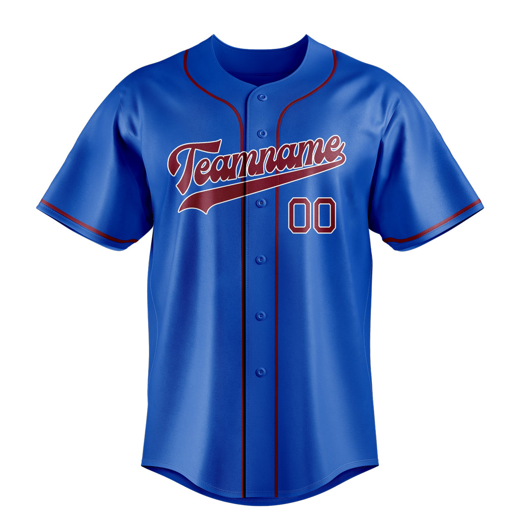 Personalized Thunder Blue & Crimson Color Fan Baseball Jersey