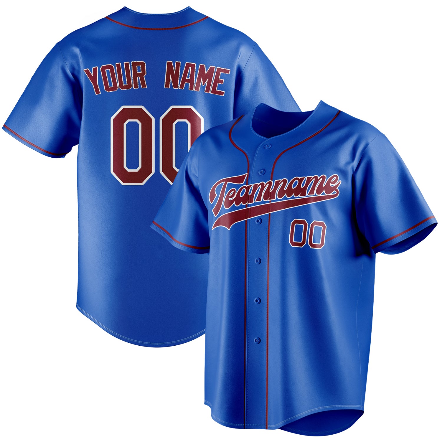 Personalized Thunder Blue & Crimson Color Fan Baseball Jersey BB01240530WY348