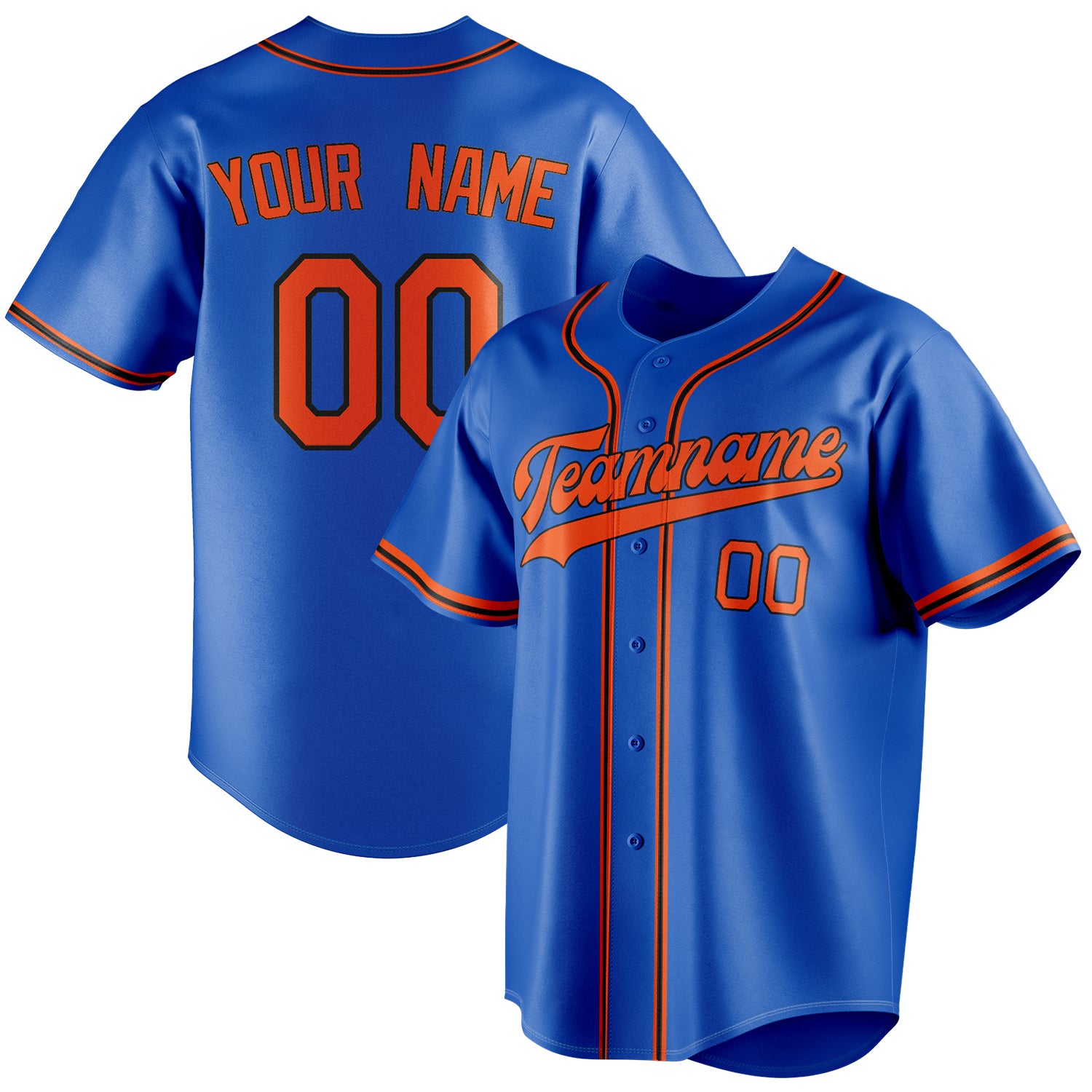 Personalized Thunder Blue & Orange Color Fan Baseball Jersey BB01240530WY349